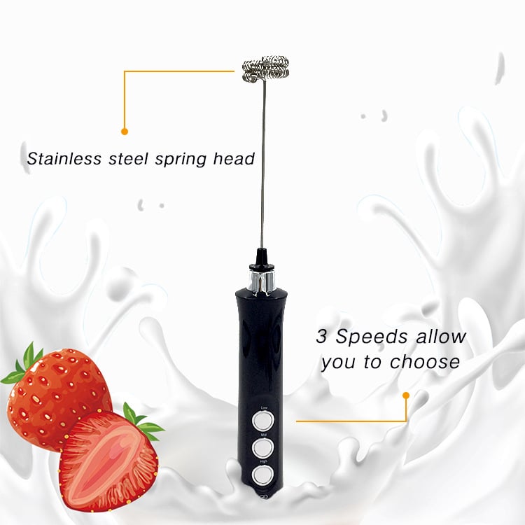 Rechargeable Electric Milk Frother with Stainless Base
