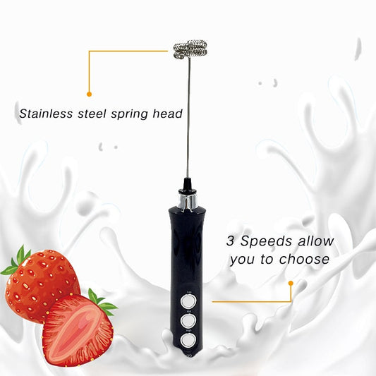 Rechargeable Electric Milk Frother with Stainless Base