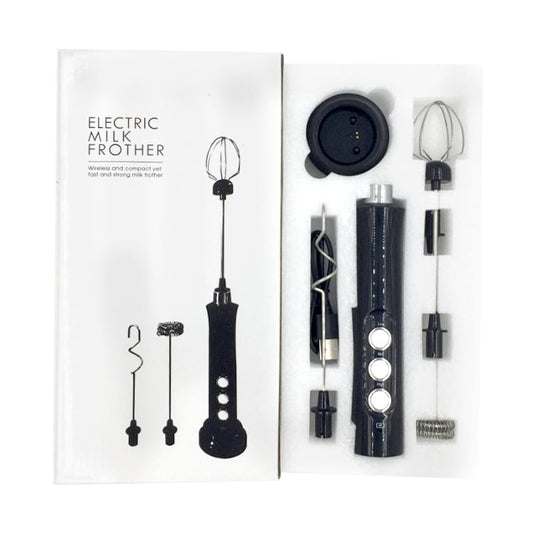 Rechargeable Electric Milk Frother with Stainless Base