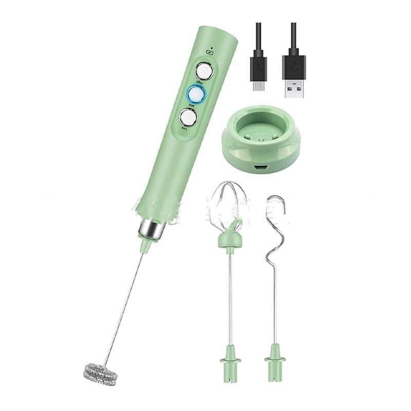 Rechargeable Electric Milk Frother with Stainless Base