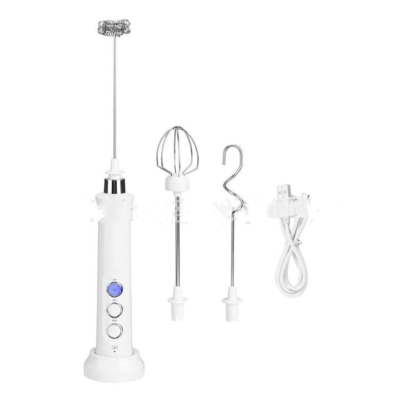 Rechargeable Electric Milk Frother with Stainless Base